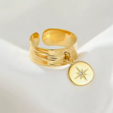 Bague ouverte à motif de soleil
