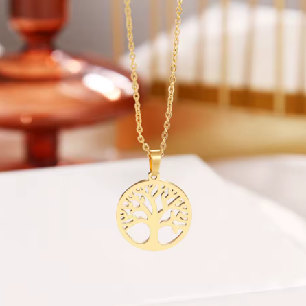 Collier en acier inoxydable arbre de vie